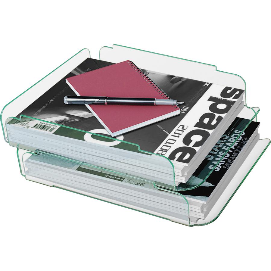 Lorell Stacking Document Trays - Desktop - Durable, Lightweight, Non-skid, Stackable - Clear - Acrylic - 1 Each. Picture 5