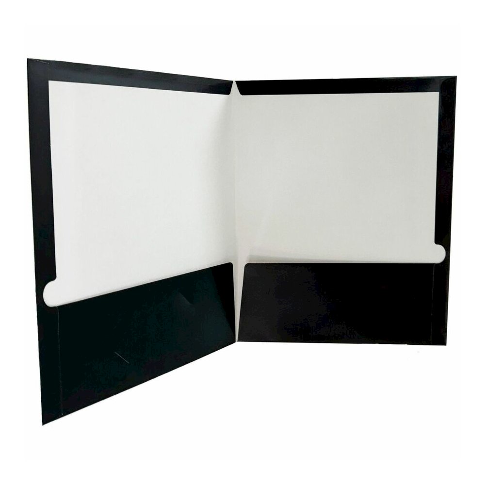 Business Source Letter No Pocket Folder - 8 1/2" x 11" - 100 Sheets Capacity - 2 Internal Pocket - Black - Laminated, Die-cut, Durable - 100 / Box. Picture 4