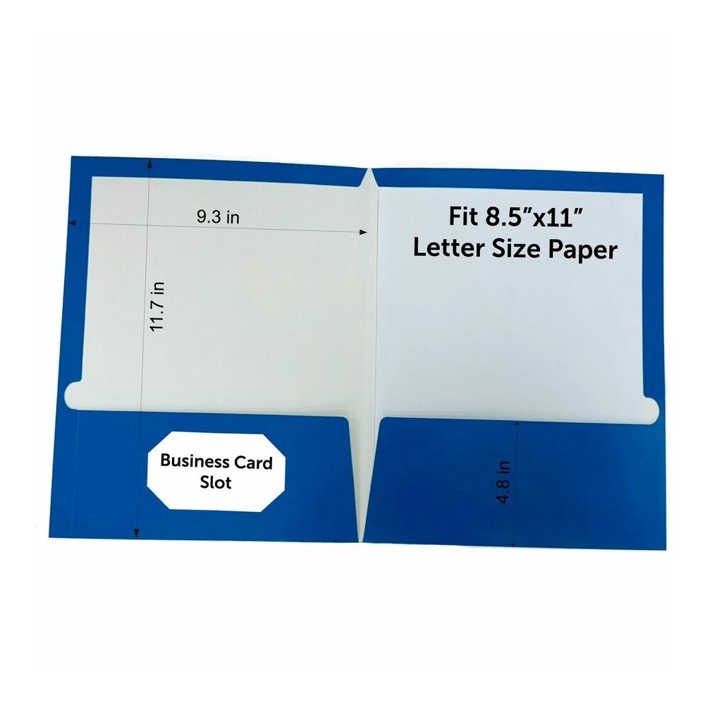 Business Source Letter Pocket Folder - 8 1/2" x 11" - 100 Sheets Capacity - 2 Internal Pocket - Blue - Laminated, Durable, Die-cut - 1 Box. Picture 4
