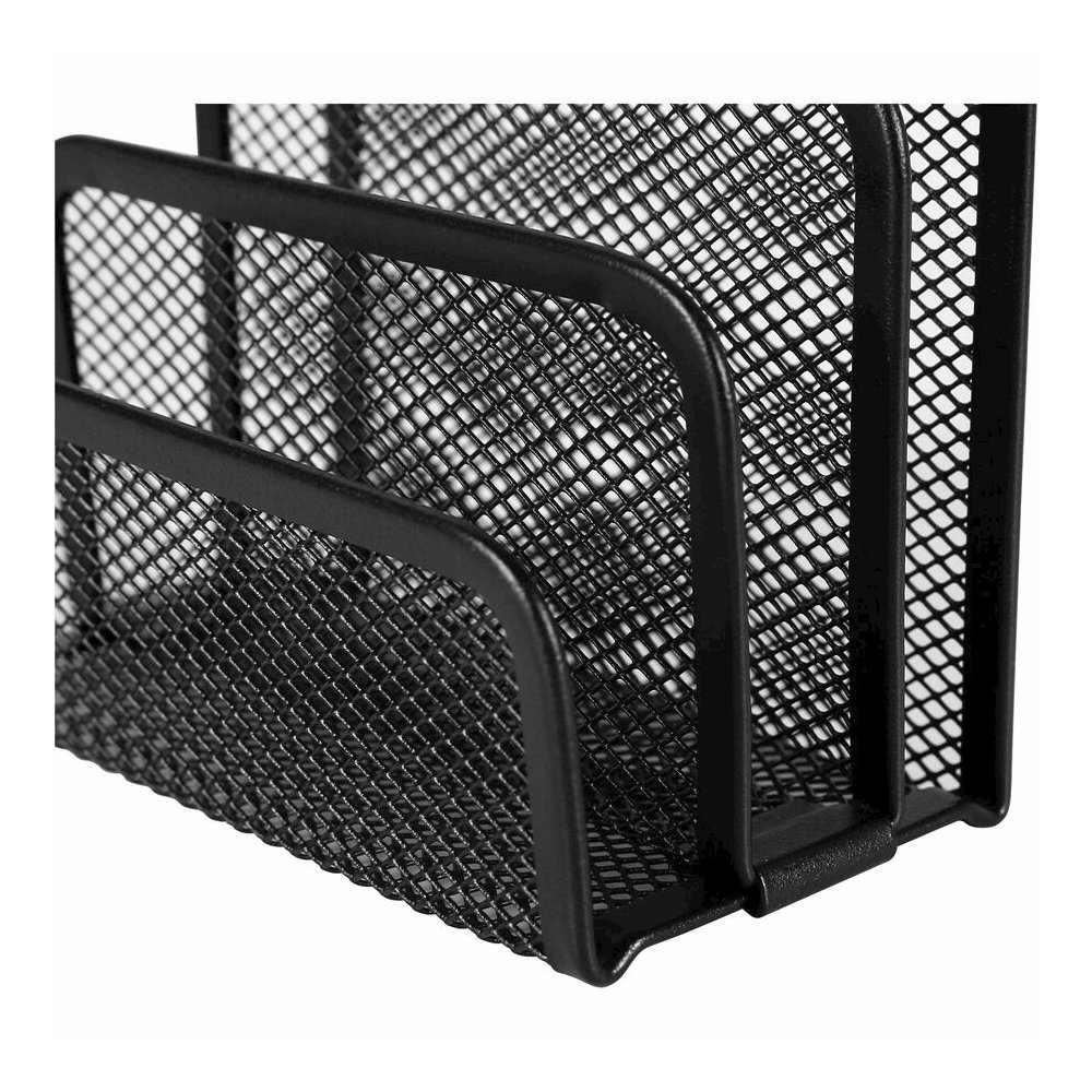 Lorell Mesh Vertical Desktop File Sorter - 4 Divider(s) - 5.63" Height x 5.25" Width x 3.13" Depth - Black - Steel - 1 Each. Picture 2