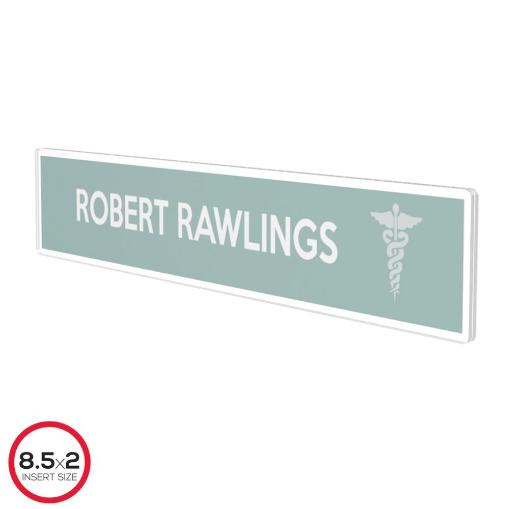 Deflecto Cubicle Nameplate Sign Holder - 8.5" Width x 2" Height - Rectangular Shape - Wall Mountable - Insertable, Magnetic - Plastic - Clear, Clear - 1 Each. Picture 8