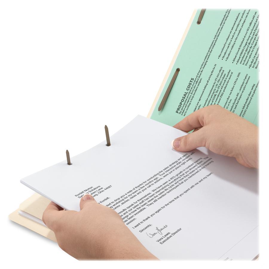 Smead TUFF Straight Tab Cut Letter Recycled End Tab File Folder - 8 1/2" x 11" - 3/4" Expansion - 2 x 2B Fastener(s) - 2" Fastener Capacity for Folder - Poly - Manila - 10% Recycled - 50 / Box. Picture 10
