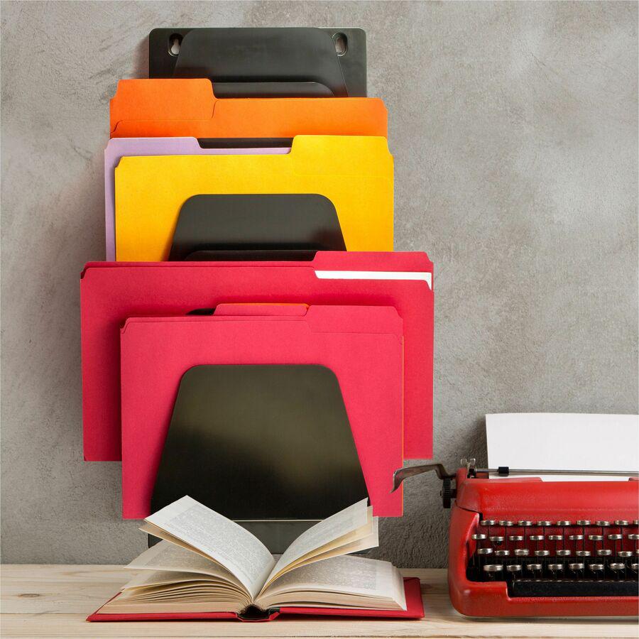 Officemate Wall File Holder - 7 Compartment(s) - 22.4" Height x 9.5" Width x 2.9" Depth - Black - Plastic - 1 Each. Picture 6