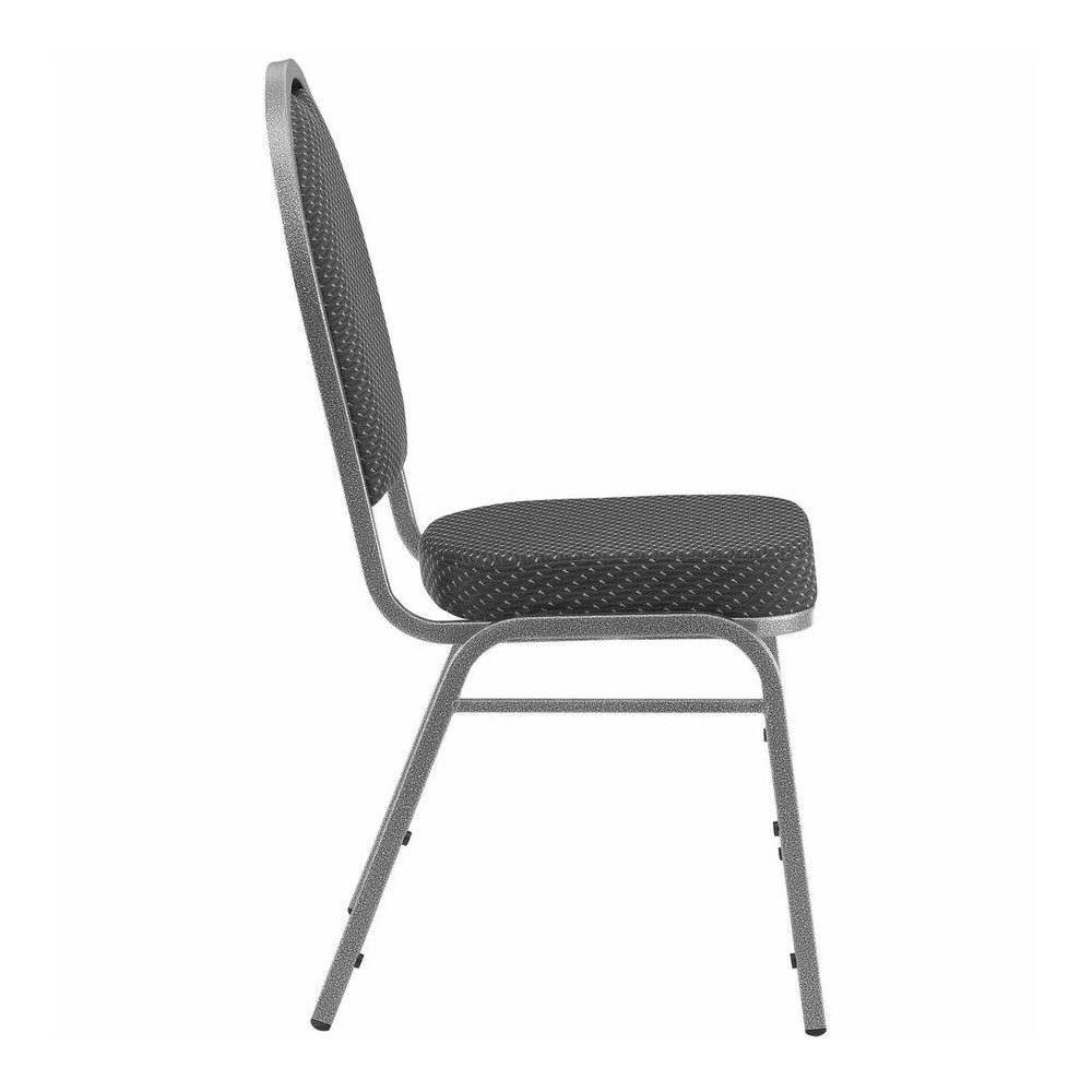 Lorell Round High-Back Upholstered Stack Chairs - Gray Seat Color - Fabric Seat Material - Gray Back Color - Fabric Back Material - Steel Frame Material - Four-legged Base - 4 / Carton. Picture 4