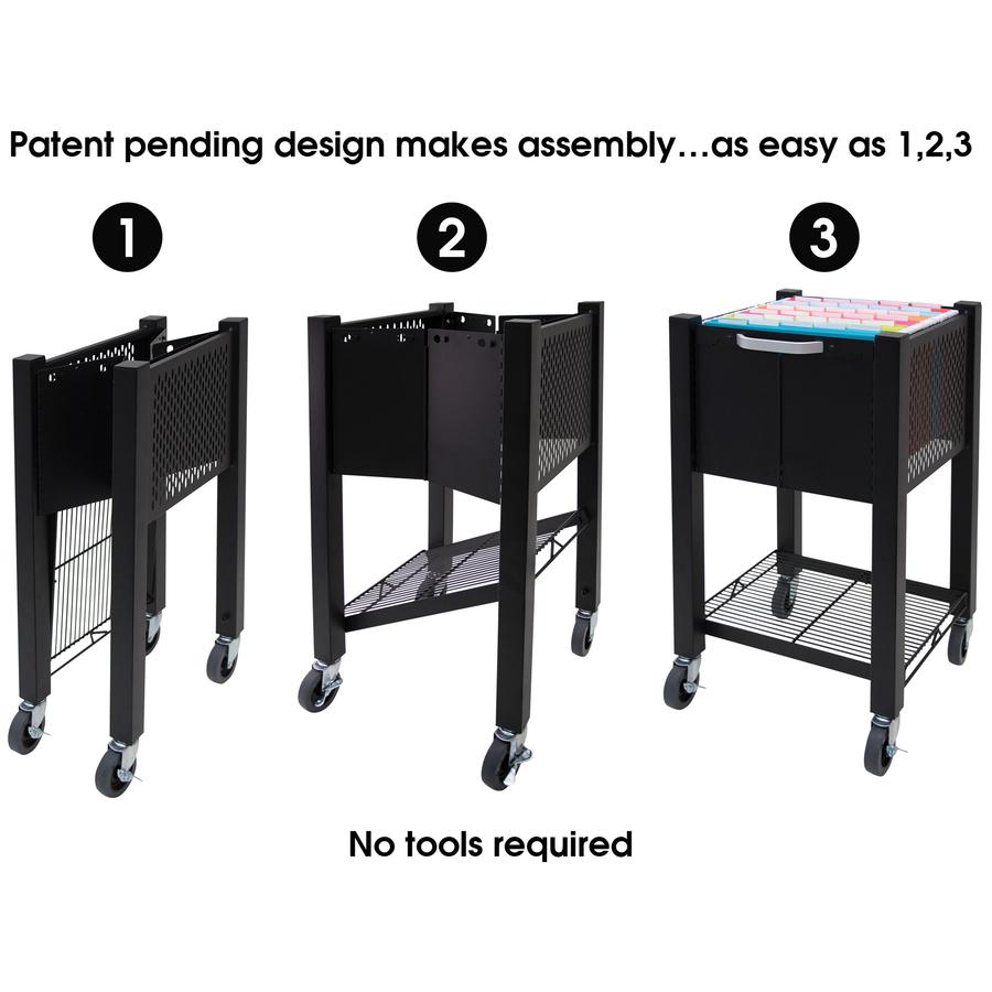 Vertiflex InstaCart Open Top File Cart - 4 Casters - 2.75" Caster Size - Steel - x 27" Width x 14" Depth x 28" Height - Black - 1 Each. Picture 3