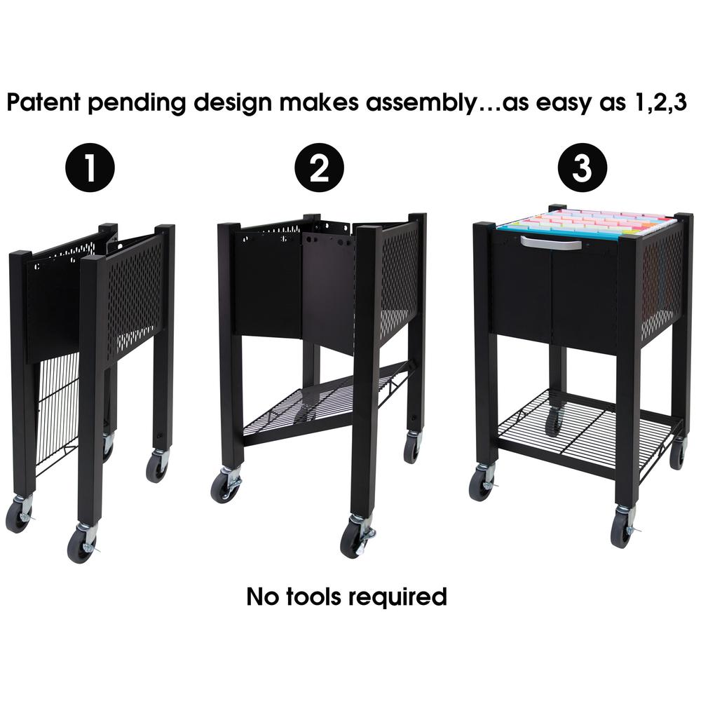 Vertiflex InstaCart Sidekick File Cart - 4 Casters - 2.75" Caster Size - Steel - x 15.5" Width x 13.8" Depth x 26.3" Height - Black - 1 Each. Picture 7