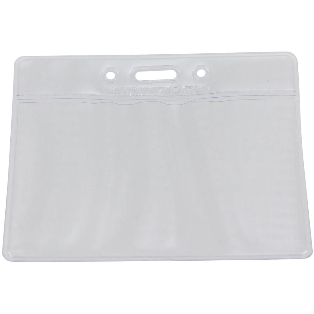 SICURIX Vinyl Punched ID Badge Holders - Horizontal - Horizontal - 2.5" x 3.5" x - Vinyl - 50 / Pack - Clear. Picture 5