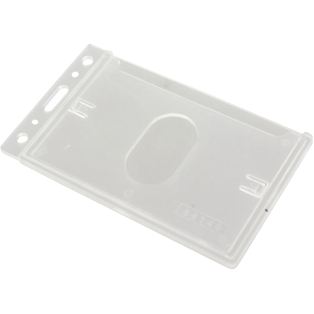 SICURIX Rigid PC ID Badge Dispensers with Thumb Slot - Vertical - Support 2.50" x 3.50" Media - Vertical - Polycarbonate - 25 / Pack - Clear. Picture 4