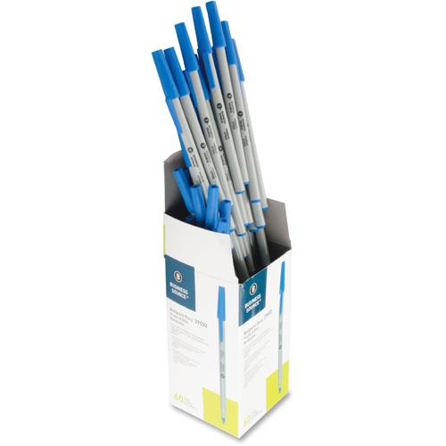 Business Source Bulk Pack Ballpoint Stick Pens - Blue Ink - Tungsten Carbide Tip - 60 / Box. Picture 6