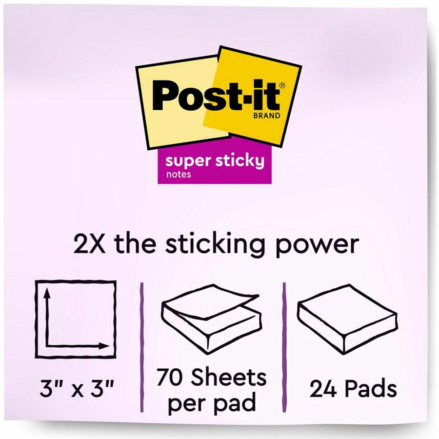 Post-it&reg; Super Sticky Notes Cabinet Pack - Energy Boost Color Collection - 1680 - 3" x 3" - Square - 70 Sheets per Pad - Unruled - Vital Orange, Tropical Pink, Sunnyside, Blue Paradise, Limeade - . Picture 10