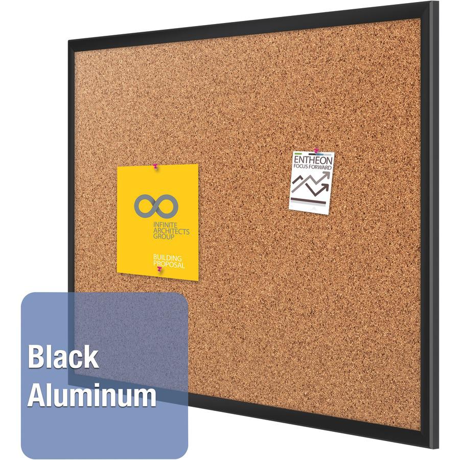 Quartet Classic Series Bulletin Board - 48" Height x 72" Width - Brown Natural Cork Surface - Self-healing, Durable, Sturdy - Black Aluminum Frame - 1 Each. Picture 2
