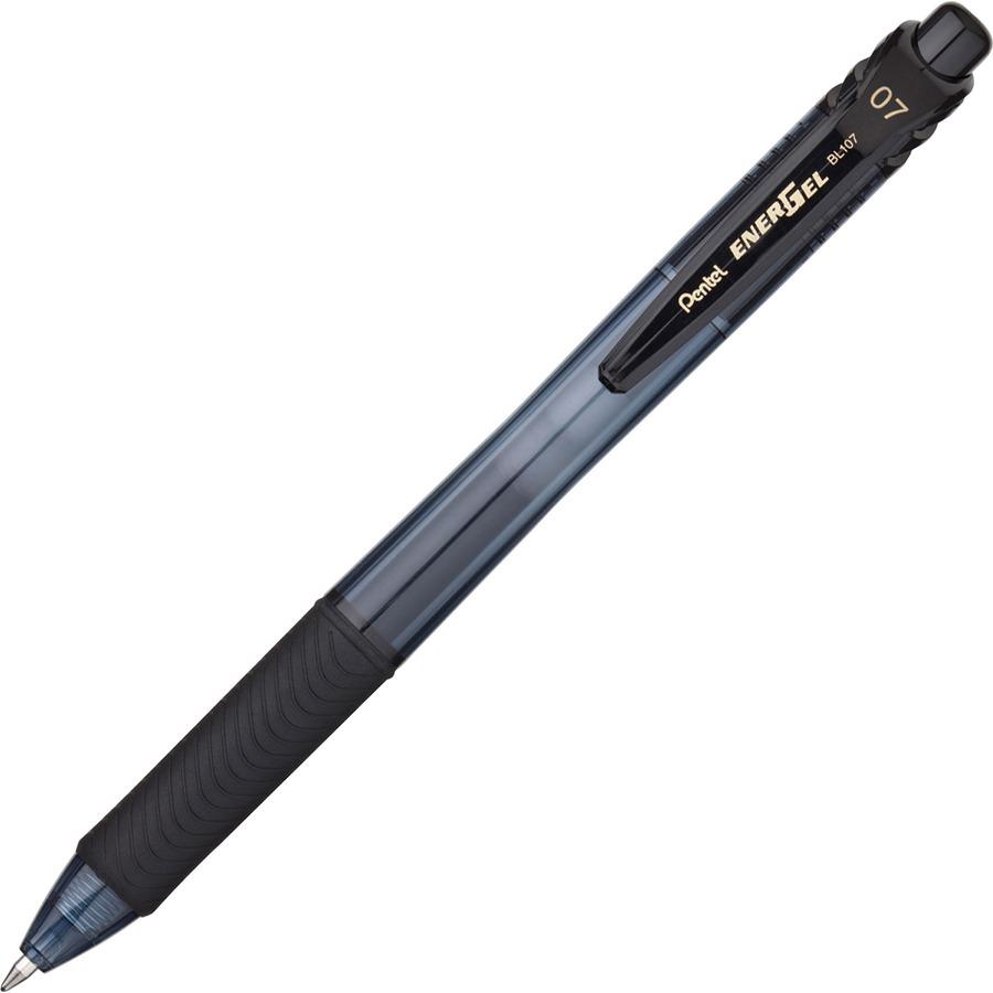 EnerGel EnerGel-X Retractable Gel Pens - Medium Pen Point - 0.7 mm Pen Point Size - Refillable - Retractable - Black Gel-based Ink - Black Barrel - Metal Tip - 24 / Pack. Picture 2