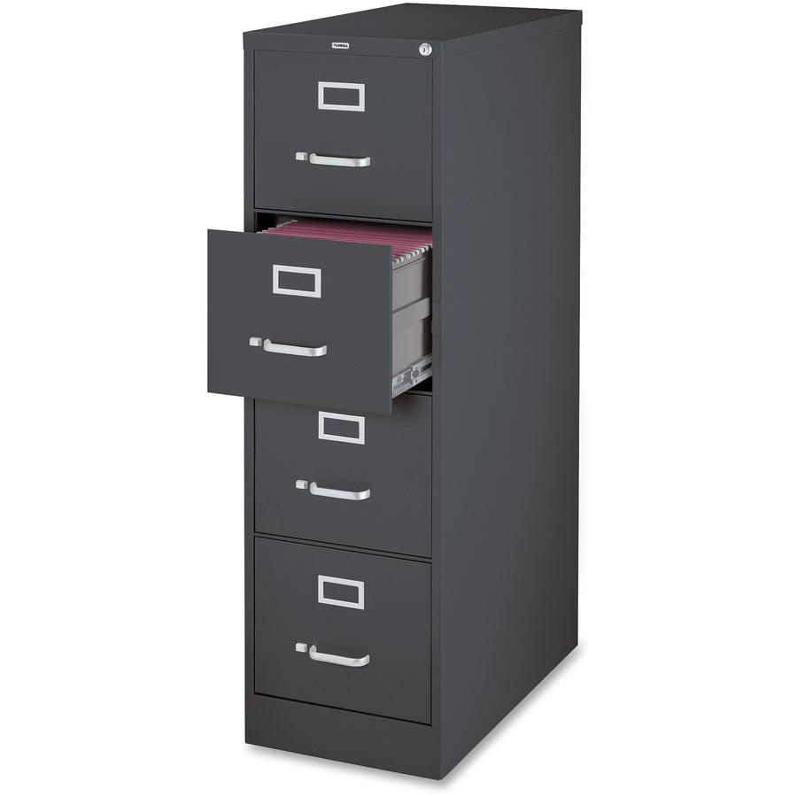 Lorell Fortress Series 26-1/2" Commercial-Grade Vertical File Cabinet - 15" Width x 26.5" Depth x 52" Height - 4 x Drawer(s) for File - Letter - Vertical - Drawer Extension, Security Lock, Label Holde. Picture 8