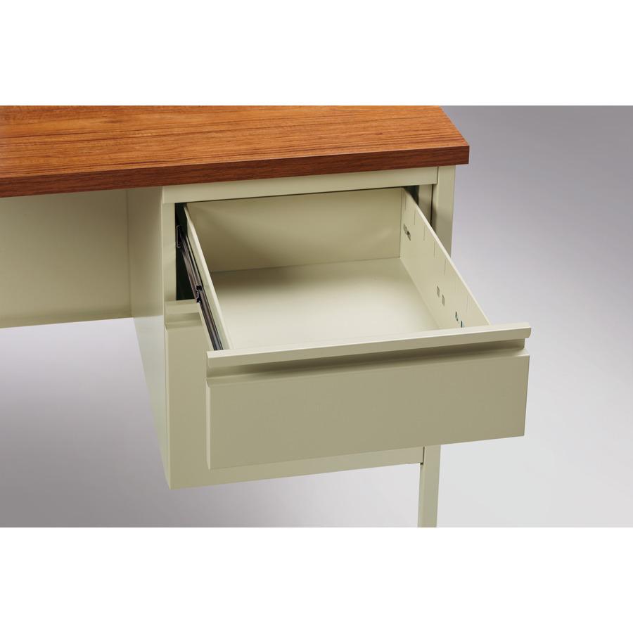 Lorell Fortress Series Right-Pedestal Return - Rectangle Top - 42" Table Top Width x 24" Table Top Depth x 1.12" Table Top Thickness - 29.50" Height - Office, File - Assembly Required - Oak, Oak Lamin. Picture 13