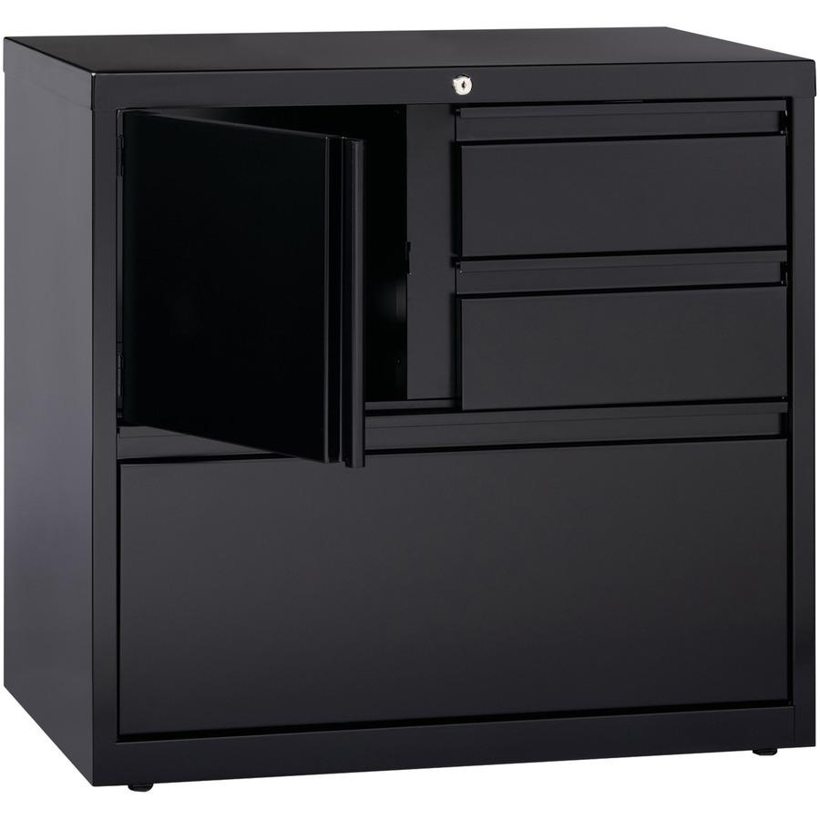 Lorell 30" Personal Storage Center Lateral File - 30" Width x 18.6" Depth x 28" Height - 3 x Drawer(s) for File, Box - A4, Letter, Legal - Hanging Rail, Glide Suspension, Grommet, Cable Management, In. Picture 9