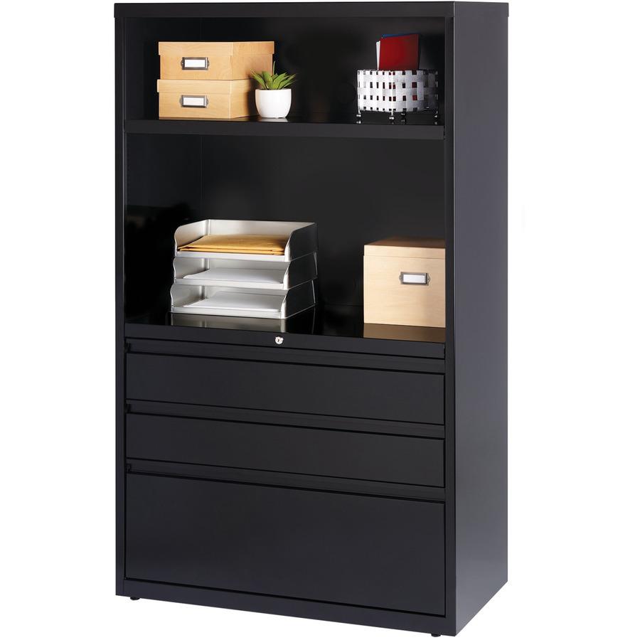 Lorell File/File Lateral File Combo Unit - 36" Width x 18.6" Depth x 60" Height - 2 x Shelf(ves) - 3 x Drawer(s) for Box, File - Legal, Letter, A4 - Lateral - Cable Management, Leveling Glide, Adjusta. Picture 6