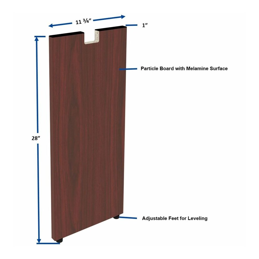 Lorell Essentials Series Credenza Half Leg - Rectangular Base - 28" Height x 11.75" Width x 1" Depth - Assembly Required - Laminated, Mahogany - 1 Each. Picture 3