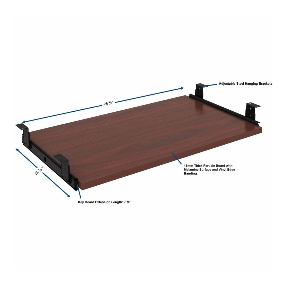 Lorell Universal Keyboard Tray - 25.6" Width x 15.1" Depth - Mahogany - 1 Each. Picture 3