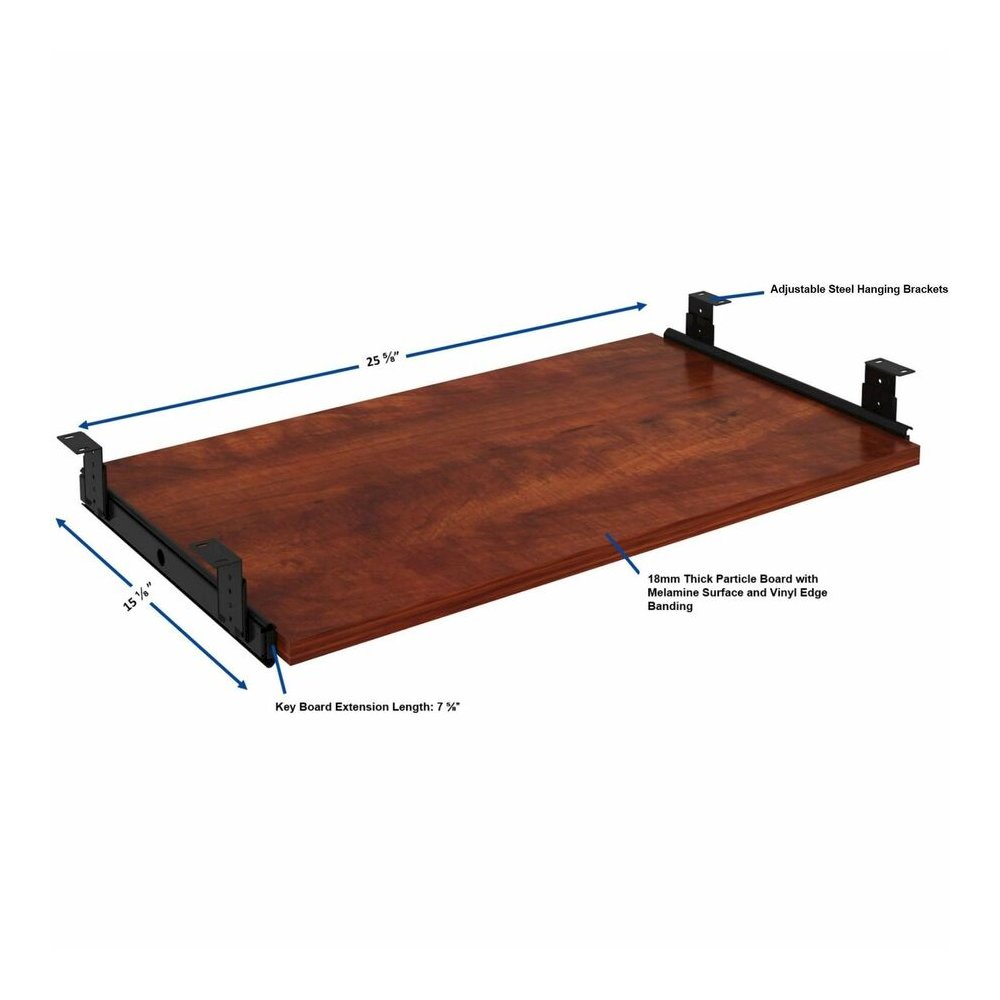 Lorell Keyboard Tray - 25.6" Width x 15.1" Depth - Cherry - 1 Each. Picture 3