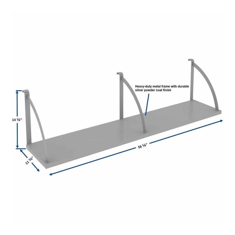 Lorell Panel System Shelf - 56.25" Width x 11.75" Depth x 14.25" Height - Metal - Aluminum - 1 Each. Picture 4