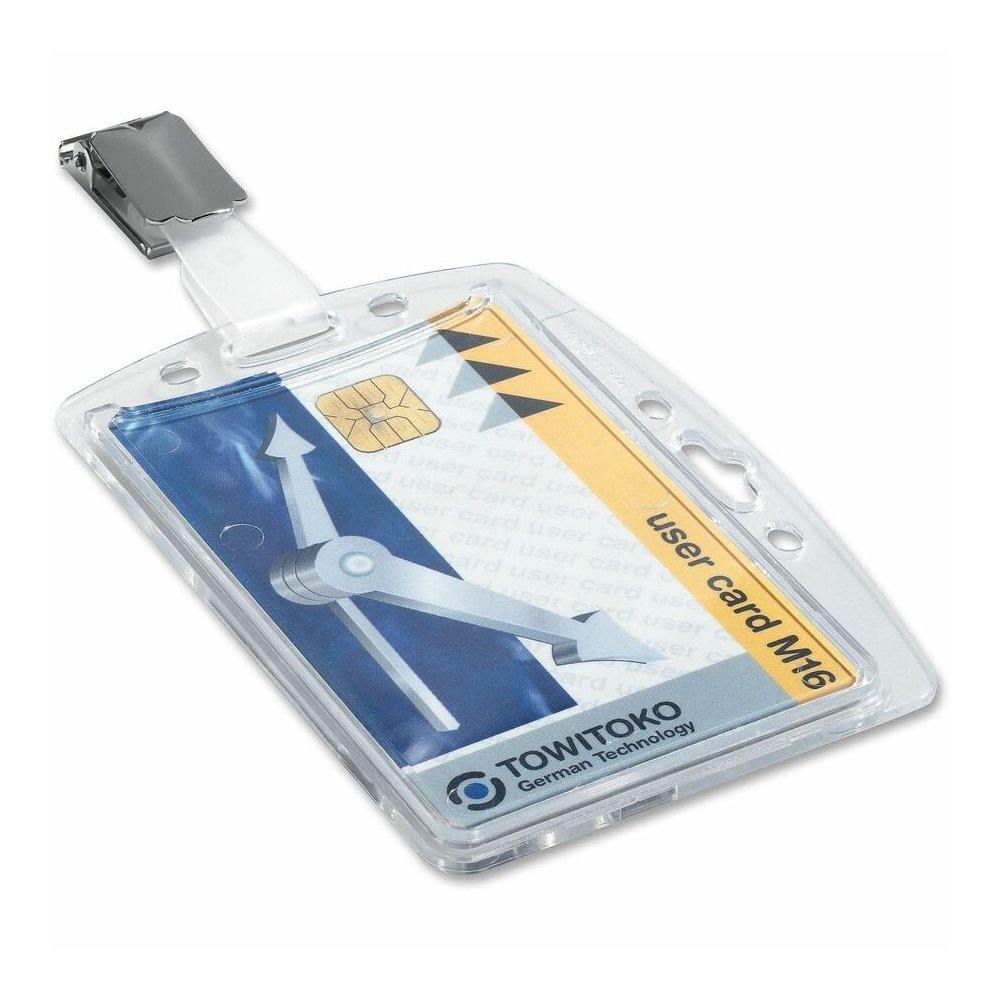 DURABLE Rotating Strap Clip ID Card Holder - Support 2.13" x 3.35" Media - 2.1" Height x 3.3" Width - Acrylic - Transparent - 25 / Box. Picture 2