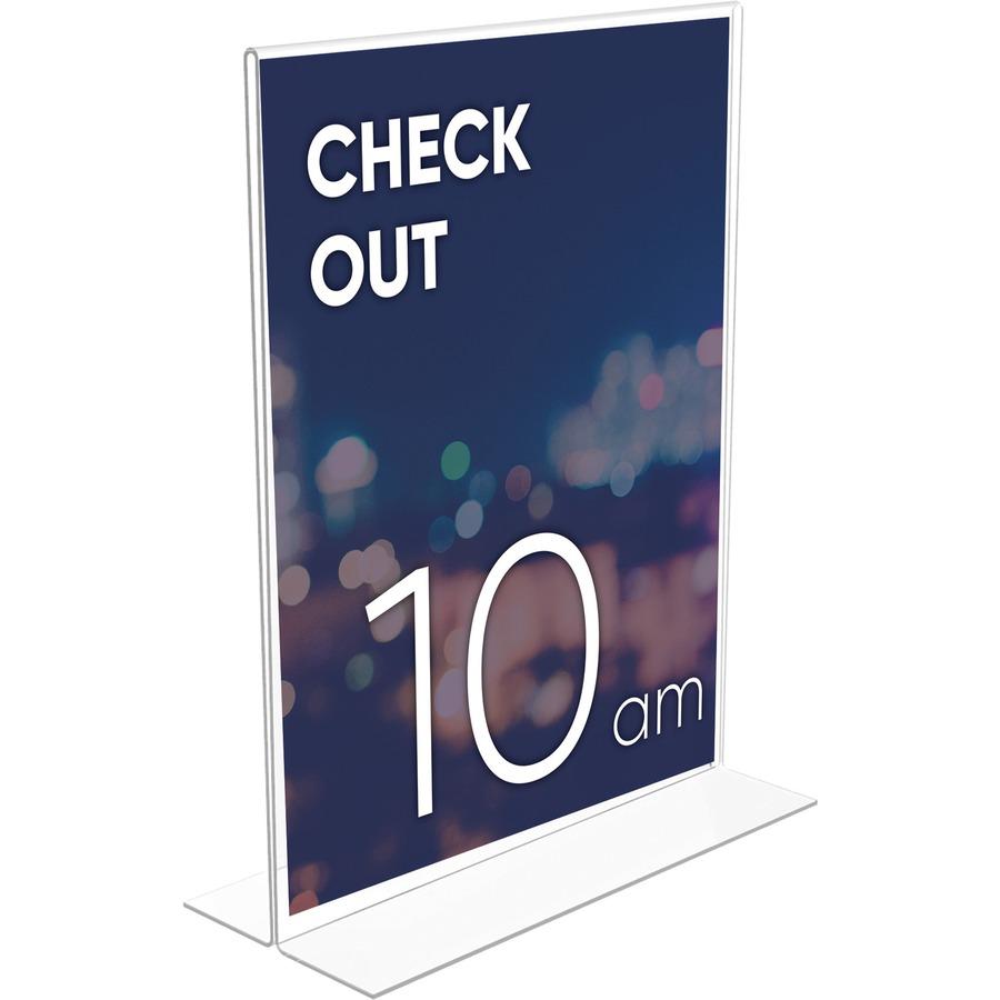 Lorell Double-sided Frame - 1 Each - 8.50" Holding Width x 11" Holding Height - Rectangular Shape - Double Sided - Acrylic - Countertop - Clear. Picture 4