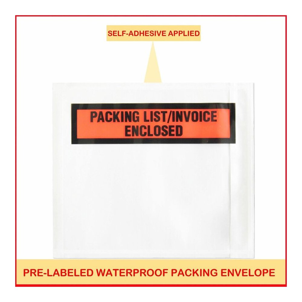 Sparco Pre-Labeled Waterproof Packing Envelopes - Packing List - 4 1/2" Width x 5 1/2" Length - Self-adhesive Seal - White - Low Density Polyethylene (LDPE) - 1000 / Box. Picture 4