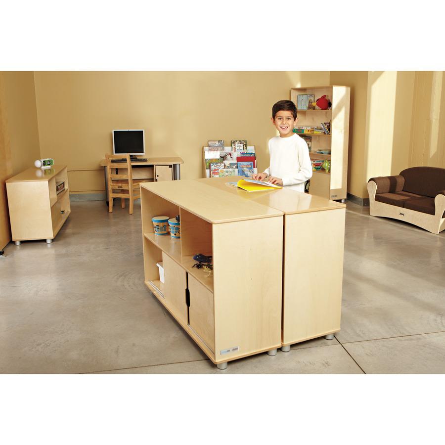 Jonti-Craft TrueModern Storage Shelves - 29.5" Height x 48.5" Width x 15" Depth - Durable, Yellowing Resistant, Rounded Corner, Sliding Door - UV Acrylic - Baltic - Anodized Aluminum, Baltic Birch - 1. Picture 6