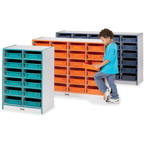 Jonti-Craft Rainbow Accents Mobile Paper-Tray Storage - 30 Compartment(s) - 35.5" Height x 60" Width x 15" Depth - Chip Resistant, Laminated - Black - Rubber - 1 Each. Picture 4
