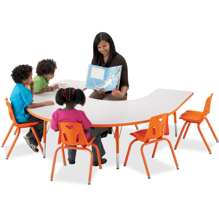 Jonti-Craft Berries Prism Horseshoe Student Table - Laminated Horseshoe-shaped, Teal Top - Four Leg Base - 4 Legs - Adjustable Height - 24" to 31" Adjustment - 66" Table Top Length x 60" Table Top Wid. Picture 4