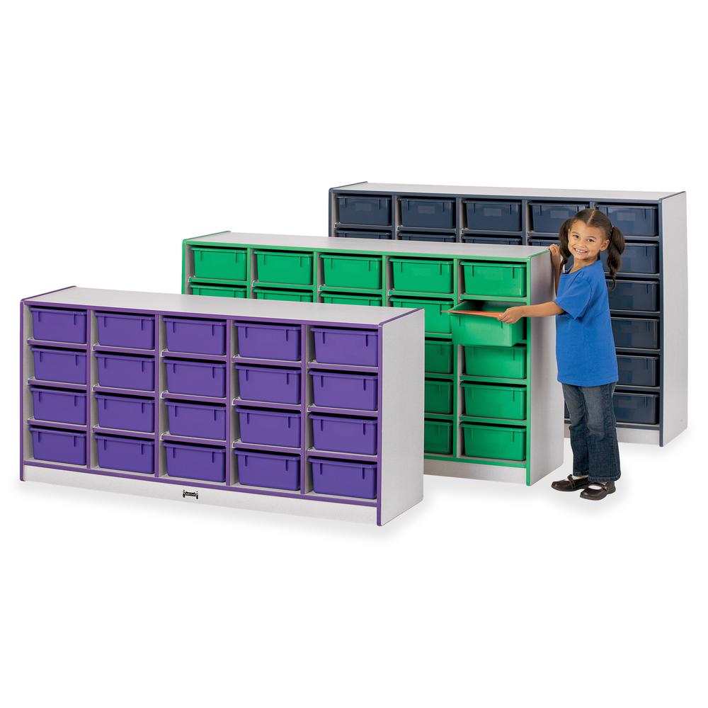 Jonti-Craft Rainbow Accents Cubbie Mobile Storage - 20 Compartment(s) - 29.5" Height x 24.5" Width x 15" DepthFloor - Durable, Laminated, Built-in Wheels - Navy Blue - Hard Rubber - 1 Each. Picture 2