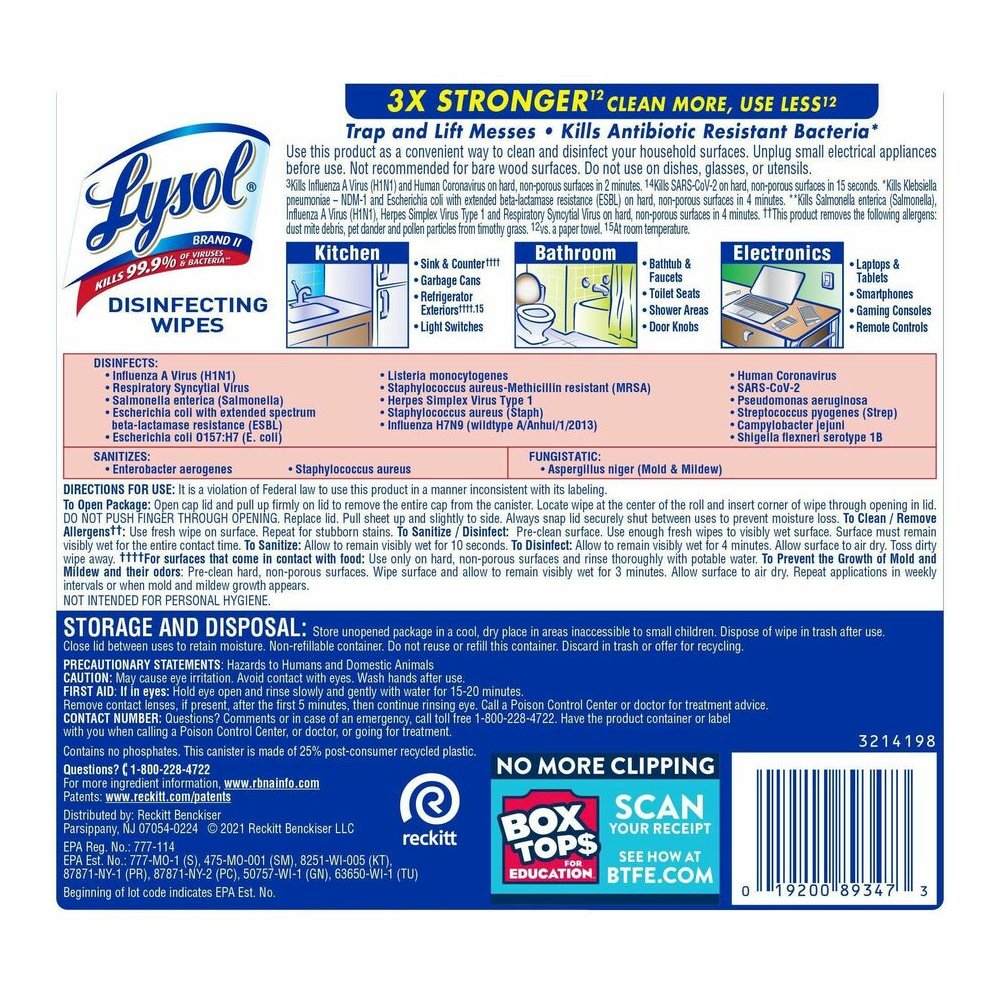 Lysol Early Morning Breeze Disinfecting Wipes - For Multipurpose, Multi Surface - Wipe - Early Morning Breeze Scent - Recommended For: Virus Remover, Bacteria Remover - Disinfectant, Pre-moistened, An. Picture 4