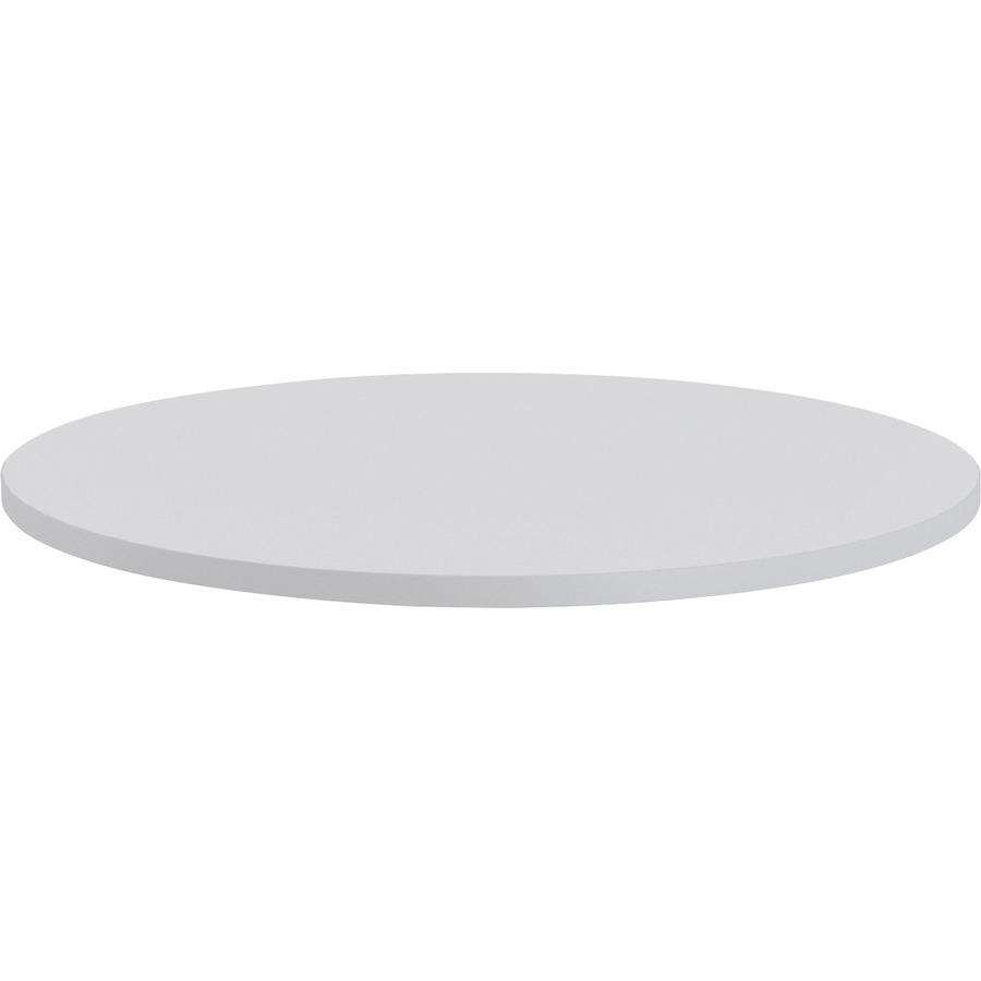 Lorell Hospitality Collection Tabletop - Round Top - 1" Table Top Thickness x 42" Table Top Diameter - Breakroom, Cafeteria - Assembly Required - High Pressure Laminate (HPL), Light Gray - Particleboa. Picture 4