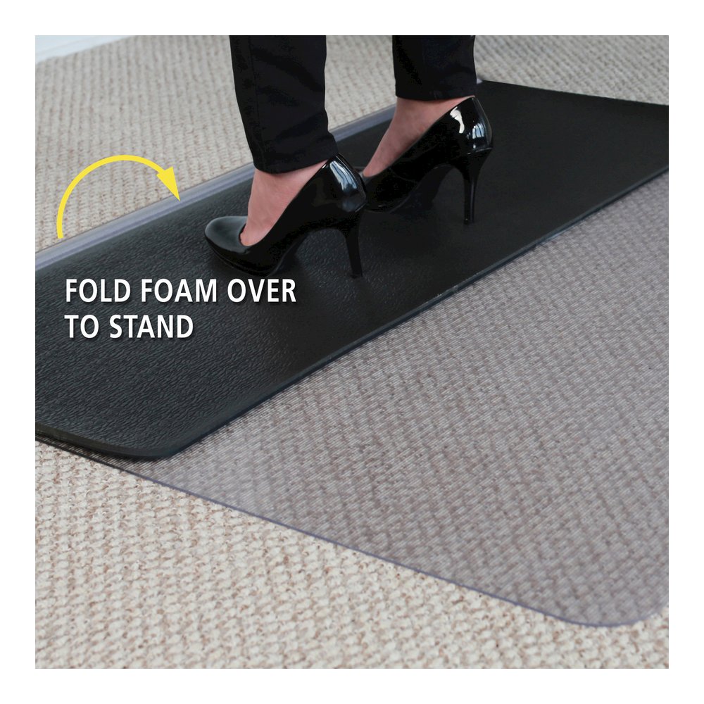 ES ROBBINS Sit-or-Stand Dual-purpose Mat - Hard Floor, Carpeted Floor - 53" Length x 45" Width - Rectangular - Clear, Black - 1 Each. Picture 2