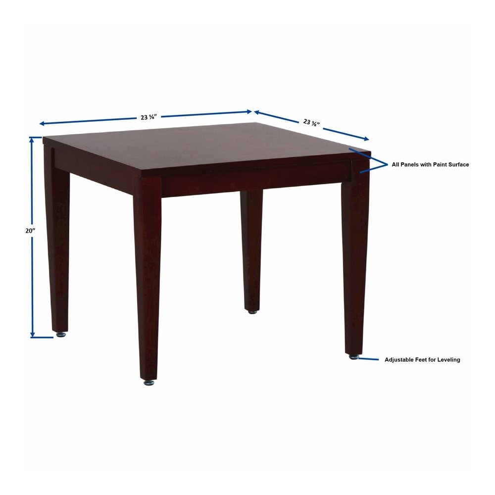 Lorell Solid Wood Corner Table - Square Top - Four Leg Base - 4 Legs - 23.60" Table Top Length x 23.60" Table Top Width - 20" Height x 23.63" Width x 23.63" Depth - Reception - Assembly Required - Sol. Picture 5
