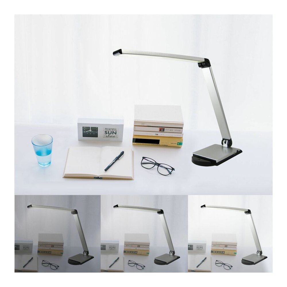 Lorell Smart Device Slot/USB Task Light - 8 W LED Bulb - USB Charging, Dimmable - Aluminum, Plastic - Desk Mountable - Silver - for Desk, Table, Indoor. Picture 3