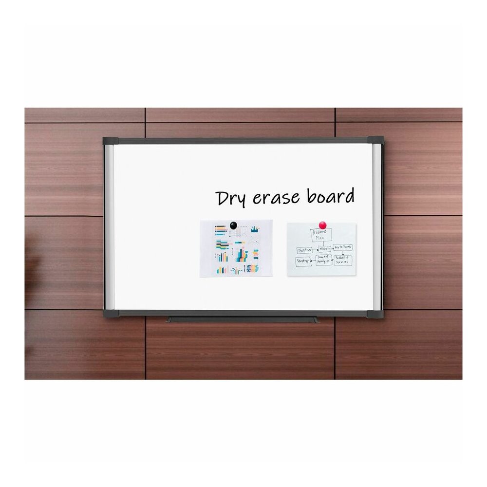 Lorell Magnetic Dry-erase Board - 36" (3 ft) Width x 24" (2 ft) Height - Aluminum Steel Frame - Rectangle - Magnetic - Marker Tray - 1 Each. Picture 2