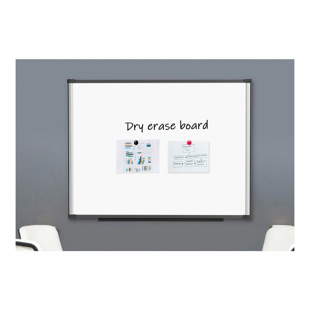 Lorell Magnetic Dry-erase Board - 48" (4 ft) Width x 36" (3 ft) Height - Aluminum Steel Frame - Rectangle - Magnetic - Marker Tray - 1 Each. Picture 2