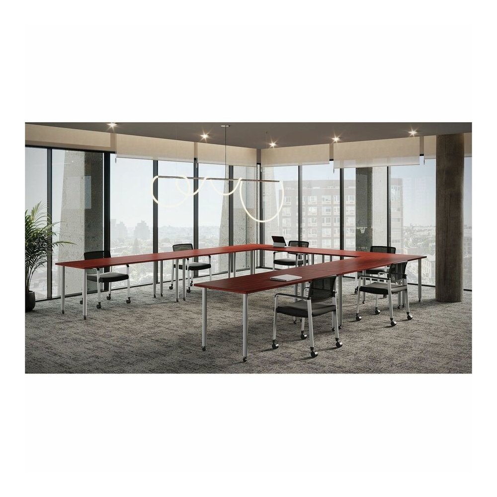 Lorell Relevance Series Tabletop - Laminated, Mahogany Rectangle Top - 48" Table Top Width x 24" Table Top Depth x 1" Table Top Thickness - 47.63" Width x 23.63" Depth - Conferencing - Assembly Requir. Picture 5