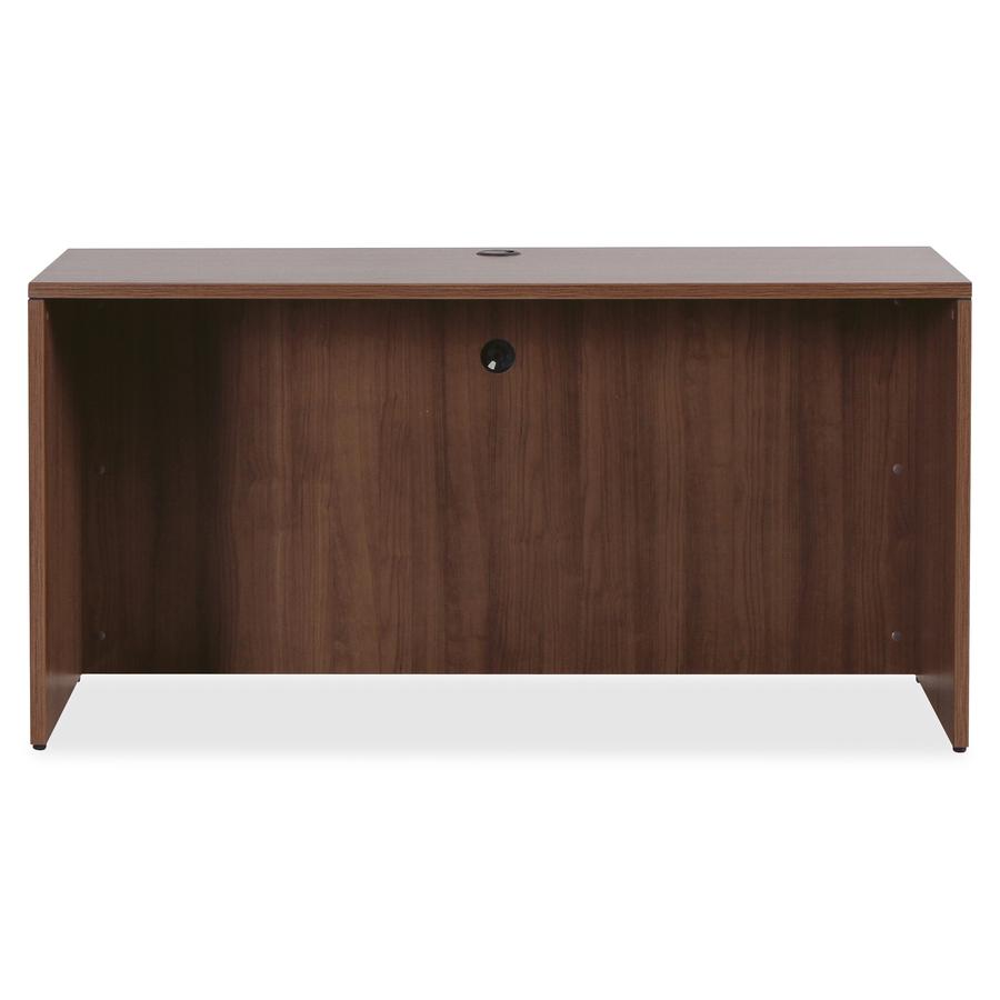 Lorell Essentials Series Credenza Shell - 29.5" Height x 66.1" Width x 23.6" Depth Credenza, 1" Thickness Top, 3.8" Thickness Drawer Pull - Walnut, Laminate Table Top - Durable, Grommet, Cord Manageme. Picture 7
