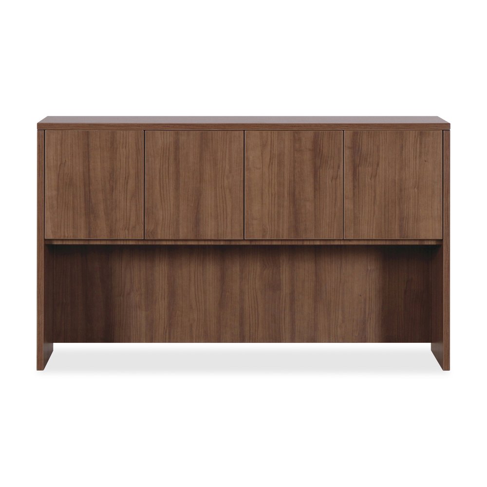Lorell Essentials Series Stack-on Hutch with Doors - 36" Height x 59" Width x 14.8" Depth Hutch - 3 Door(s) - Material: Wood - Finish: Laminate, Walnut - Grommet, Cord Management, Durable - 1 Each. Picture 6