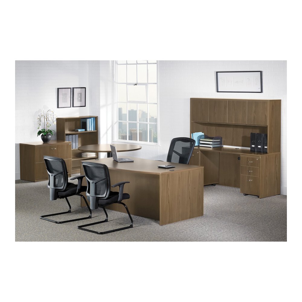 Lorell Essentials Conference Tabletop - Round - 1" Thickness x 42" Diameter Table Top, 1" Height x 41.4" Width x 41.4" Depth - Band Edge - Finish: Walnut Laminate - For Meeting, Office - 1 Each. Picture 4
