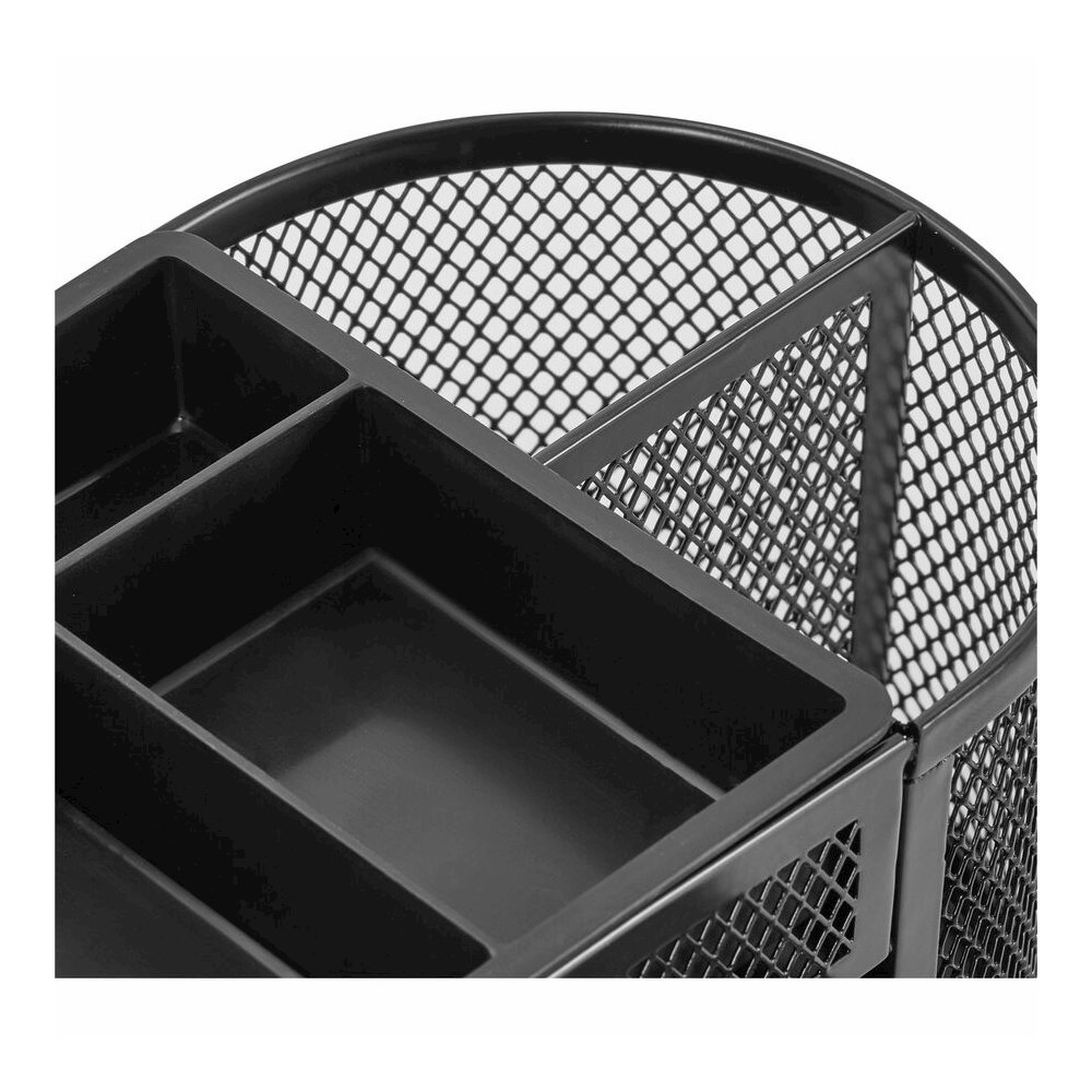 Lorell Mesh Desktop Organizer - Desktop - Compact, Sturdy, Removable Compartment - Black - Steel, Mesh, Plastic - 1 Each. Picture 4