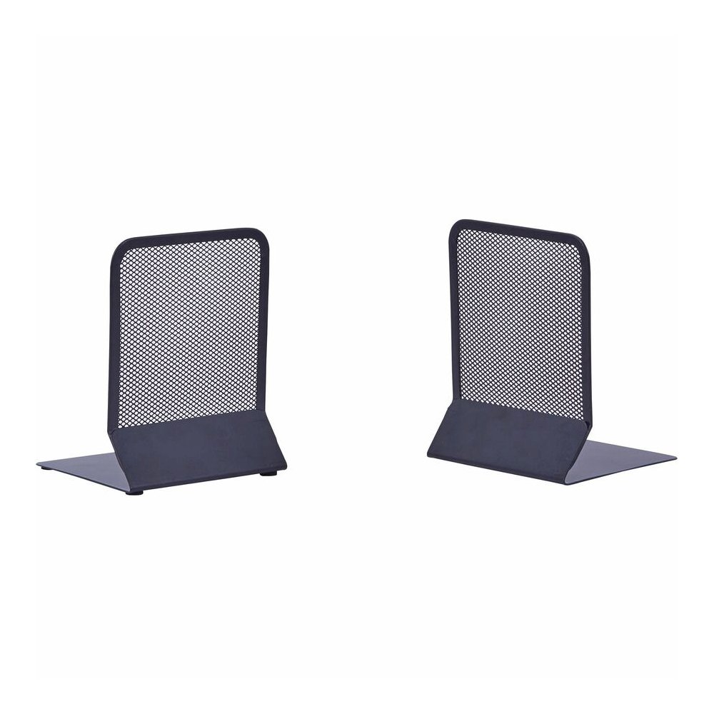 Lorell Mesh Bookends - 7" Height x 5.38" Width x 5.25" Depth - Desktop - Sturdy - Black - Steel, Mesh - 2 / Pair. Picture 2