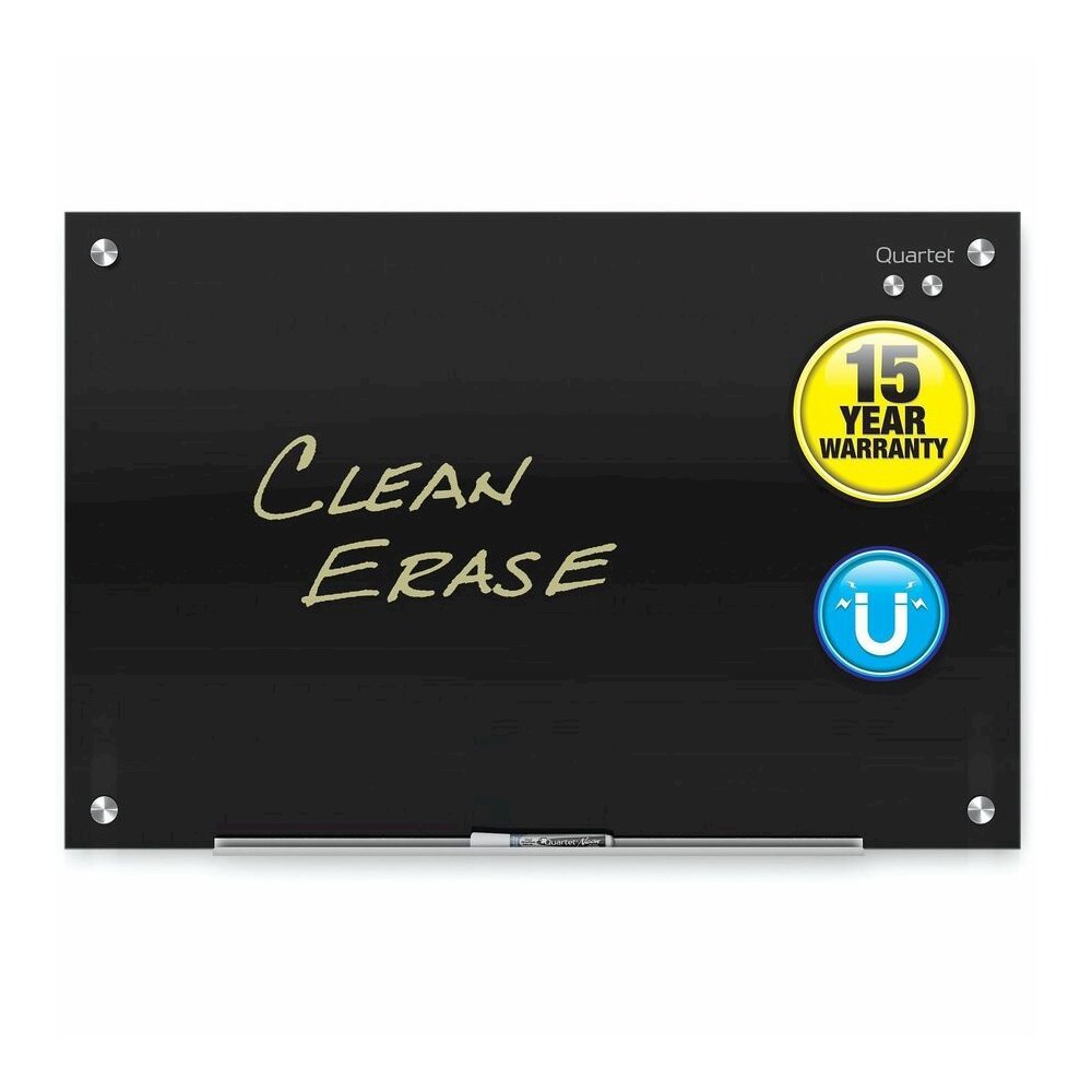 Quartet Infinity&trade; Glass Magnetic Dry-Erase Board - 96" (8 ft) Width x 48" (4 ft) Height - Black Tempered Glass Surface - Black Frame - Horizontal/Vertical - Magnetic - 1 / Each. Picture 4