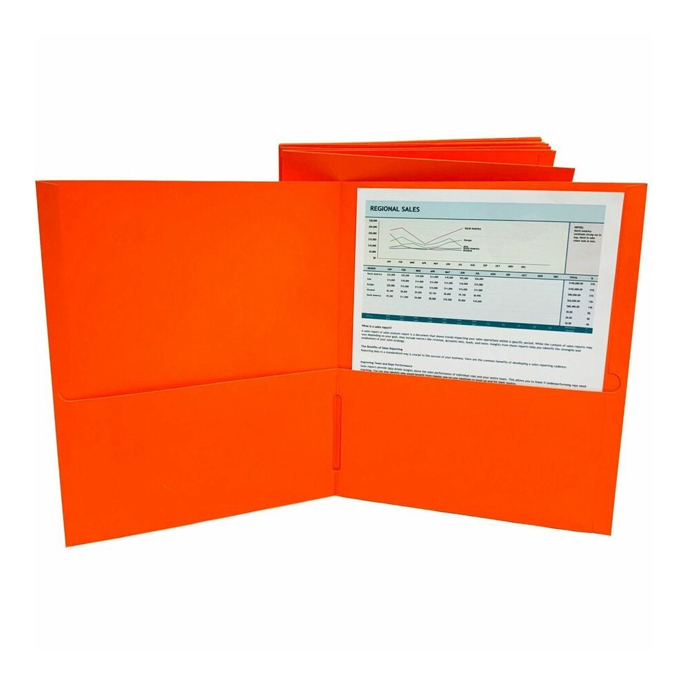 Sparco Letter Pocket Folder - 8 1/2" x 11" - 2 Internal Pocket - Orange - 1 Box. Picture 3