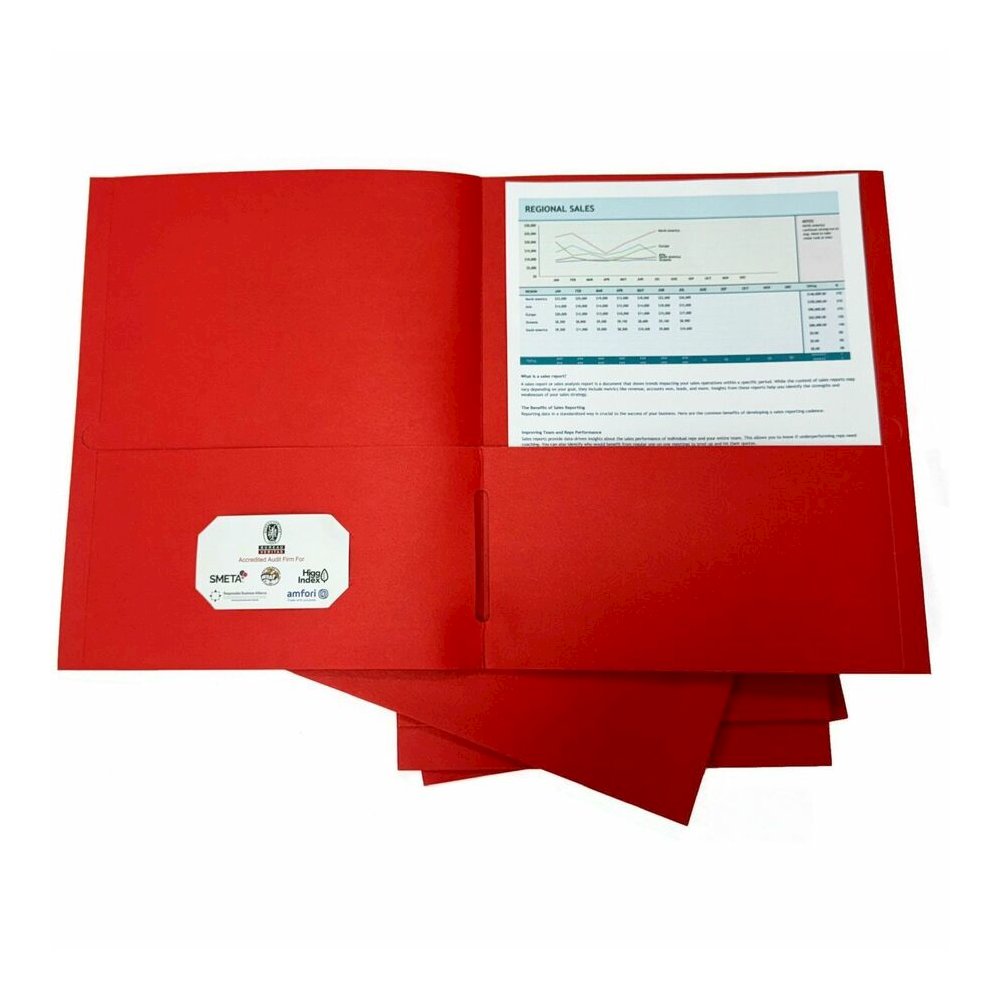 Sparco Letter Pocket Folder - 8 1/2" x 11" - 2 Internal Pocket - Red - 1 Box. Picture 3
