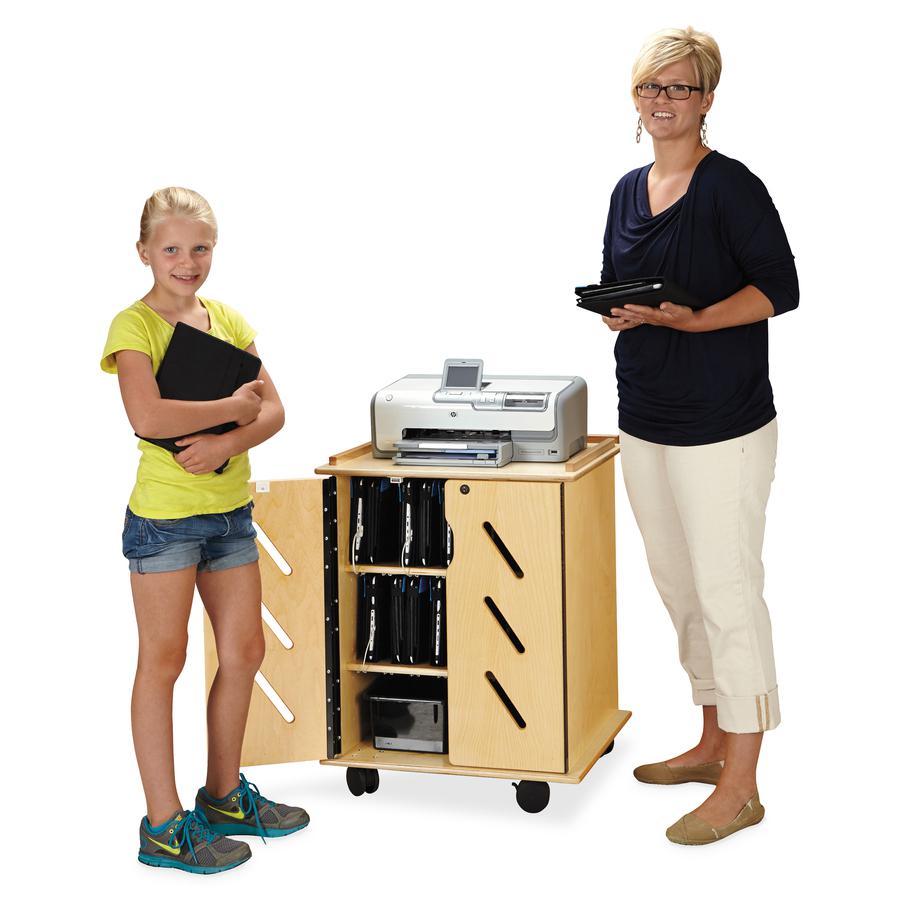Jonti-Craft Laptop/Tablet Storage Cart - x 24" Width x 23" Depth x 30" Height - Woodgrain - For 32 Devices - 1 Each. Picture 6