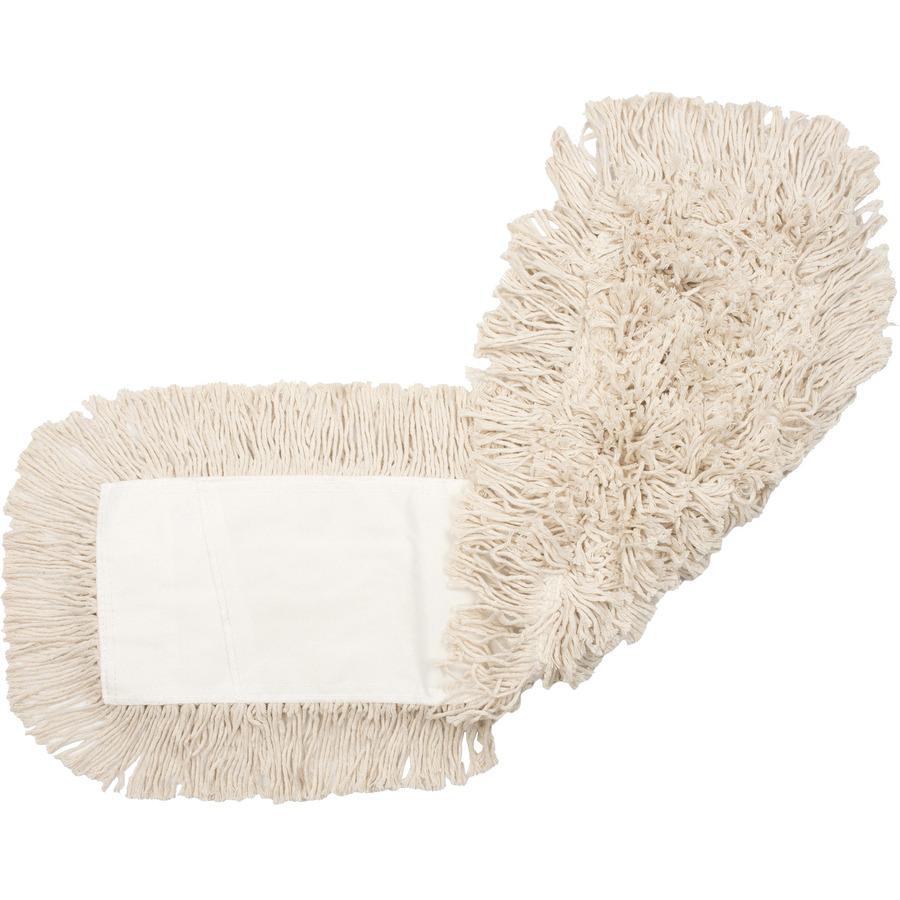 Genuine Joe Dust Mop Refill - 5" Width x 24" Length - Cut Ends, 4-ply, Quick Drying, Launderable - Cotton - Natural - 1.25 lb - 12 / Carton. Picture 2