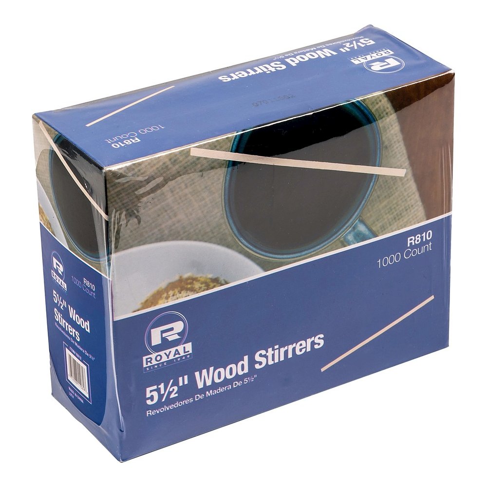 Royal Wood Coffee Stir Sticks - 5.5" Length - Birch Wood - Natural - 1000/Box - 10 / Carton. Picture 3